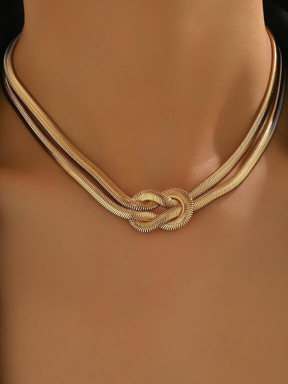 Gold Multi-Strand Knot Choker Necklace